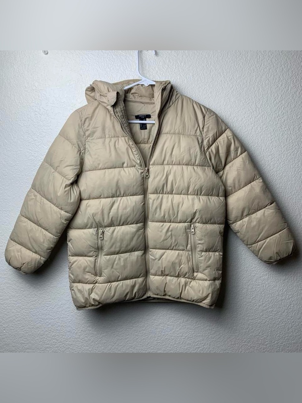 Tan Puffer Bomber Jacket Youth Size L